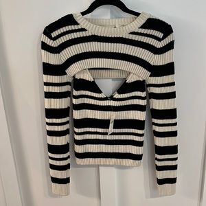 Black and white striped sweater set